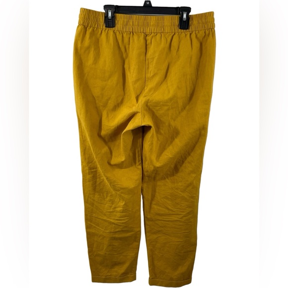 J. Crew Women’s Linen/Cotton Drawstring Pants Size 8 Mustard Yellow Cuffed leg - Picture 5 of 9